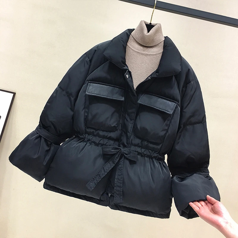 

Slim Pockets 2022 Fashion Female Winter Parka Women Leiouna Thick Warm Hip-hop Cotton Sleeve Zipper New Tops Jackets