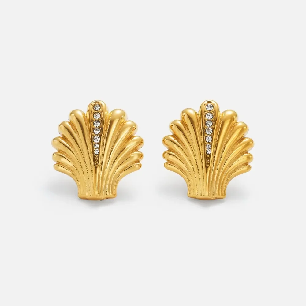 Женские позолоченные серьги-гвоздики из нержавеющей стали 18 К