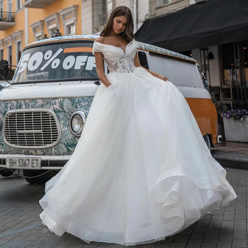 

VIKTORIA Charming Scoop Neck Wedding Dress 2022 A-line Appliques And Lace Up Bridal Gown Custom Made For Women Vestidos De Noiva