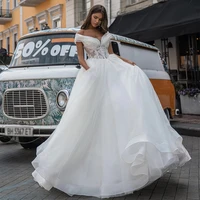 viktoria charming scoop neck wedding dress 2022 a line appliques and lace up bridal gown custom made for women vestidos de noiva