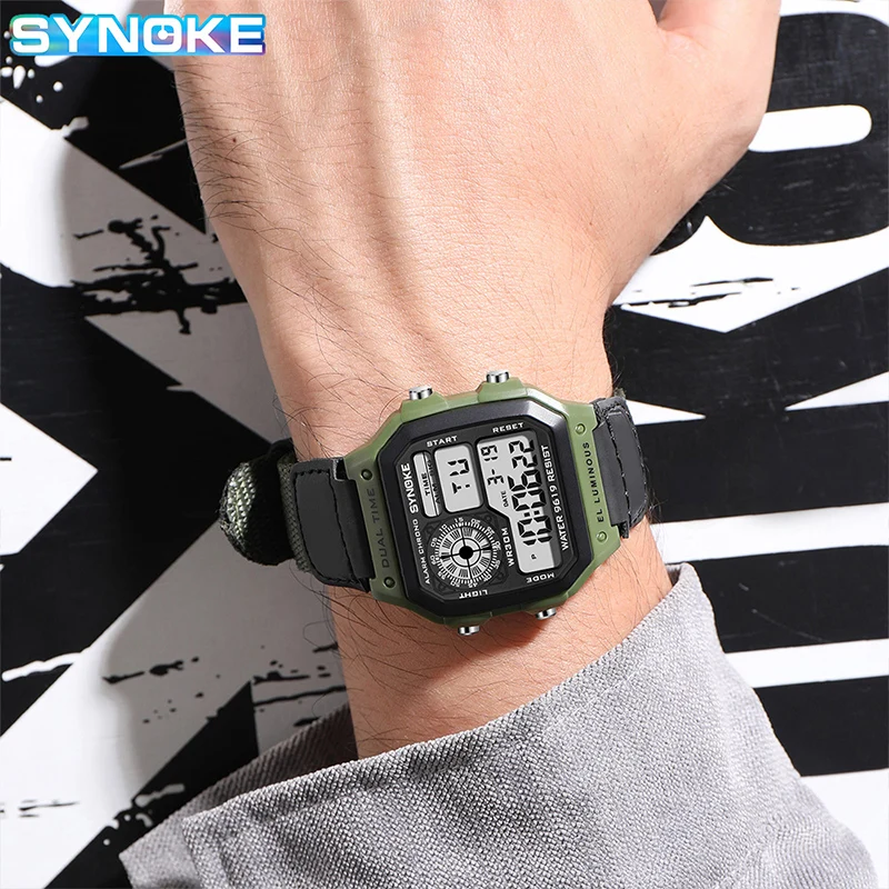 

SYNOKE Sports Men Watch Fitness Waterproof LED Multifunction Stopwatch Digital Watches Fashion Watch for Men Relogio Masculino