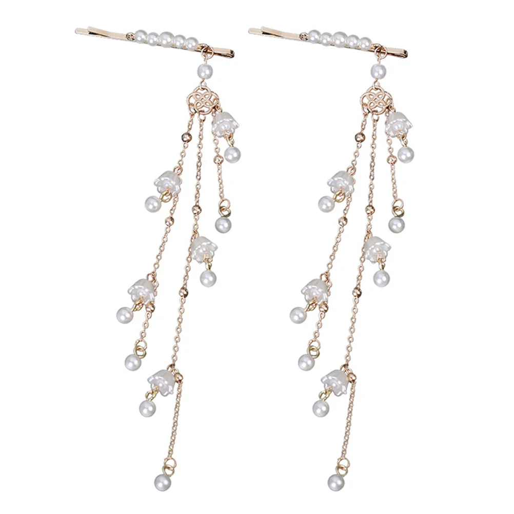 

2pcs Chinese Style Pearl Hairpin Ancient Tassel Hairpin Hair Jewelries