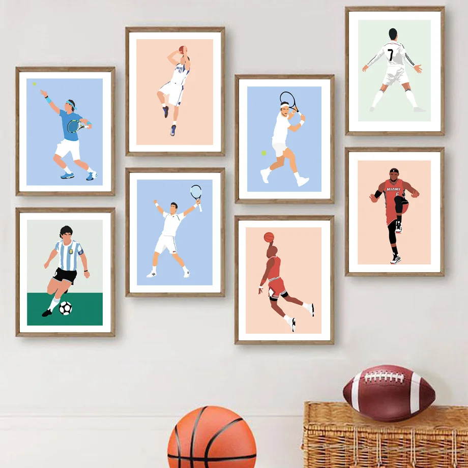 Настенная картина Месси Роналду Леброн Джеймс Роза теннис F1 Картина на холсте