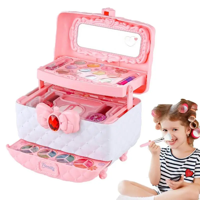 Kids Makeup Kit For Girl Kids Makeup Washable Material Makeup Kit For Girls Washable Makeup Kit Real Safe Cosmetic Little Girls