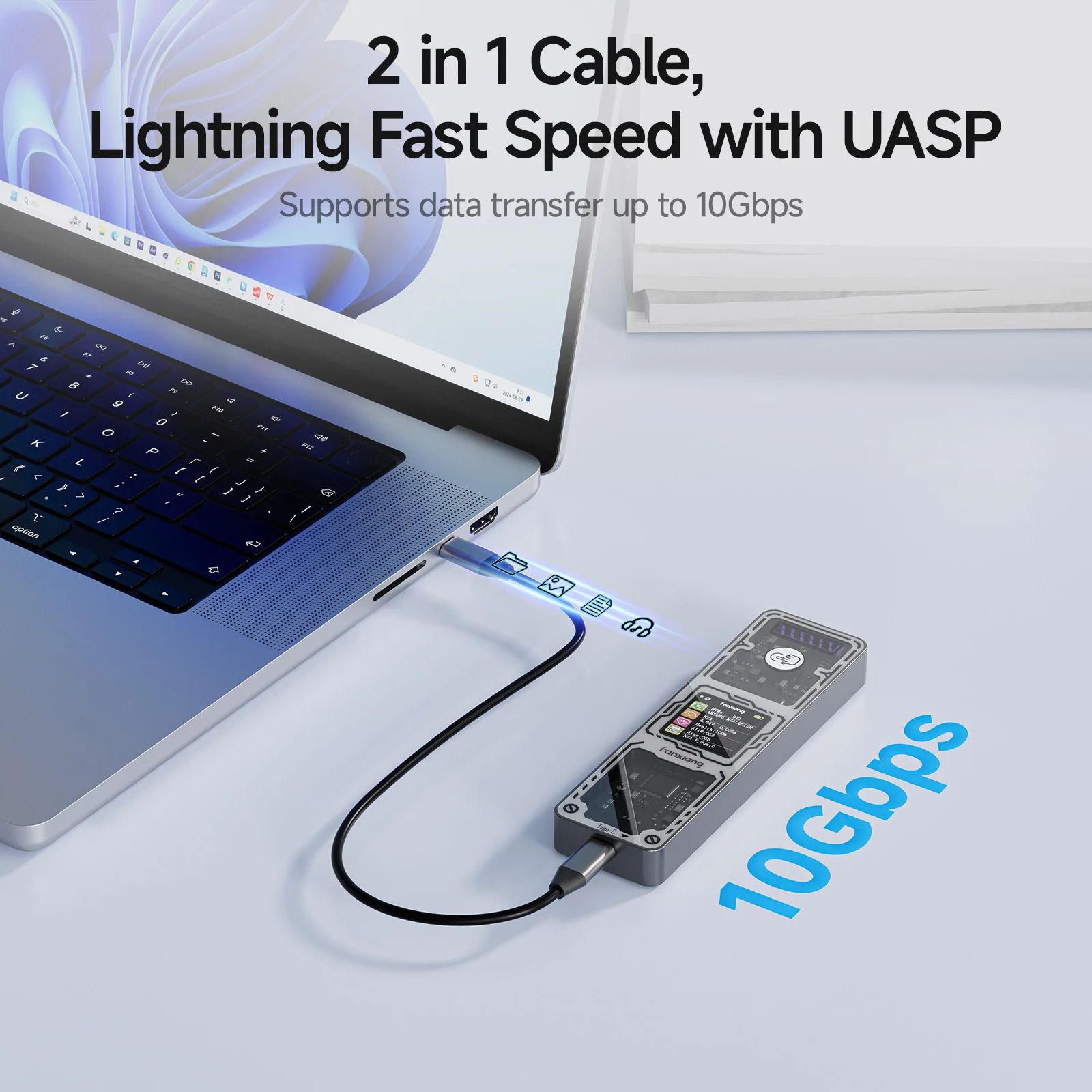 Fanxiang MD86 M.2 SSD корпус 10 Гбит/с NVMe/NGFF-SATA двойной протокол USB 3.2 Gen2 Type C для 2280/2242/2230 Disk Box