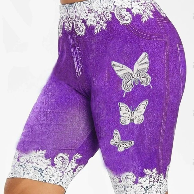 Летние женские модные кружевные лоскутные шорты с принтом бабочки спортивные мини-шорты горячие шорты
