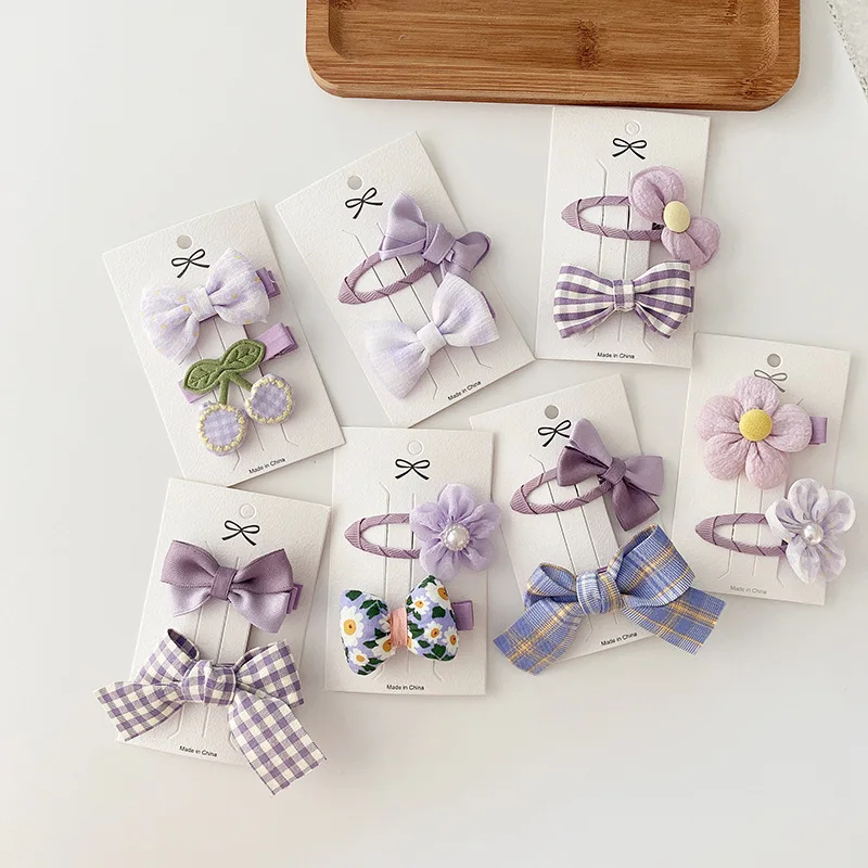

Wholesale 100pcs Dream Purple Sweet Bow Hairpin Korean Girl's Heart All-match Youth Bangs Edge Hair Accessories