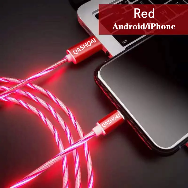 Светящийся провод USB Type C Lightning Кабель Быстрая зарядка зарядное устройство для
