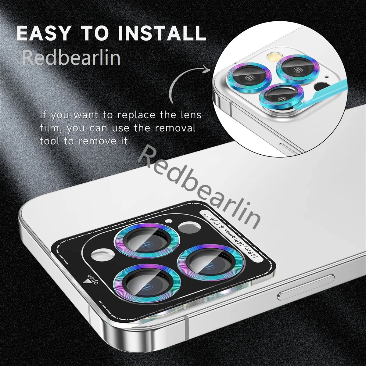 20pcs/lot Colorful Camera Lens Tempered Glass  Protector Cover On For Iphone 12 11 13 14 Pro max 14 Pro 14plus