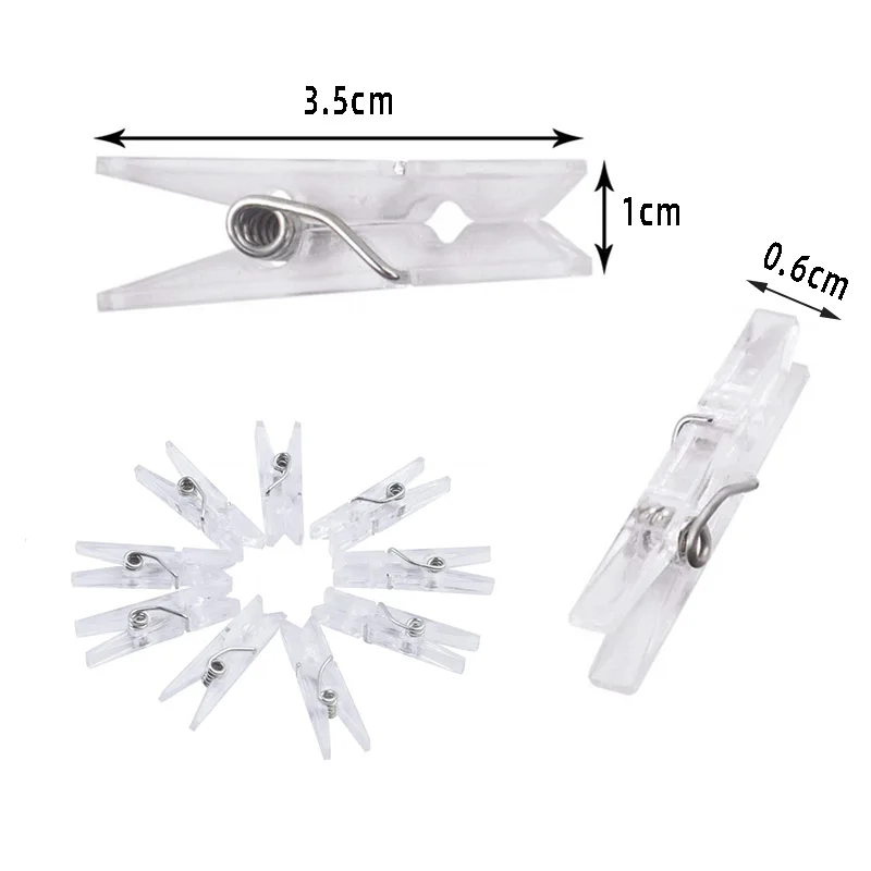 

20/30 pcs Clear Clips Mini Spring Transparent Plastic Clothespins Hanging Photos Clip Clothes Paper Clothespin Craft Home Decor