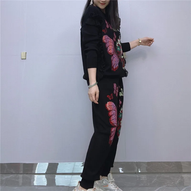 Тяжелые вязаные комплекты из 2 предметов с бриллиантами и бабочками