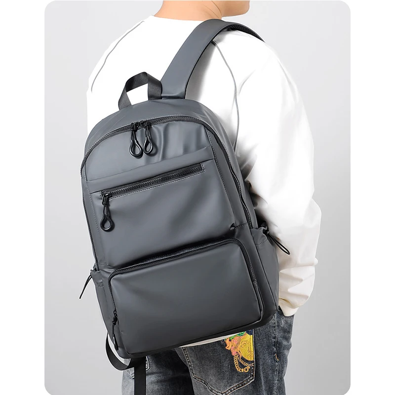 New Fashion Men Nylon Backpack Black School Bags for Teenger Boys 15.6 Inch Laptop Backpacks Male Business Thin Bag High Quality