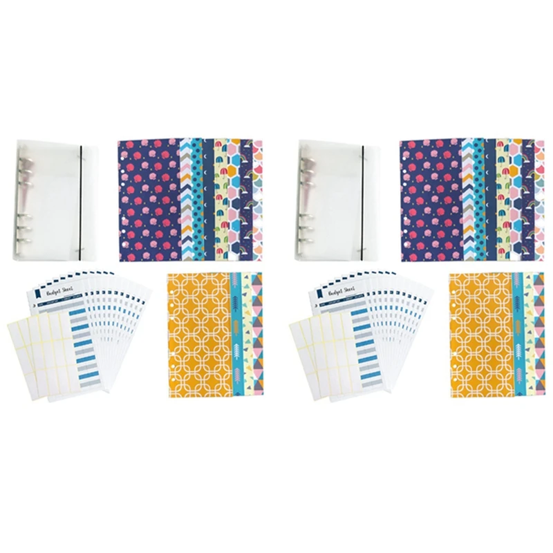 

2X Budget Envelope Set, Creative 6-Hole Loose-Leaf Magnetic Opening Cash Envelope With Budget Sheet And Labels