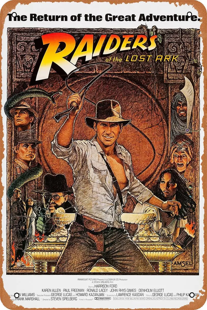 1P Индиана Джонс и Raiders of The Lost Ark постер фильма ретро металлический знак для бара
