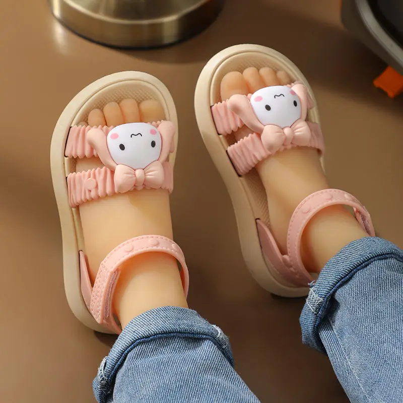 

Сандалии Детские Kawaii Sanrio Cinnmoroall, аниме, мягкая нескользящая подошва My Melody, с открытым носком, симпатичные босоножки с сердечками для девочек
