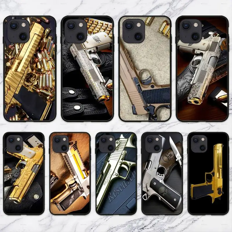 Limited Edition 24K Gold 1911 Guns Phone Case For iPhone 11 12 Mini 13 Pro XS Max X 8 7 6s Plus 5 SE XR Shell