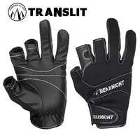 seaknight sk03 sport winter fishing gloves 1pairlot 3 half finger breathable leather gloves neoprene pu fishing equipment