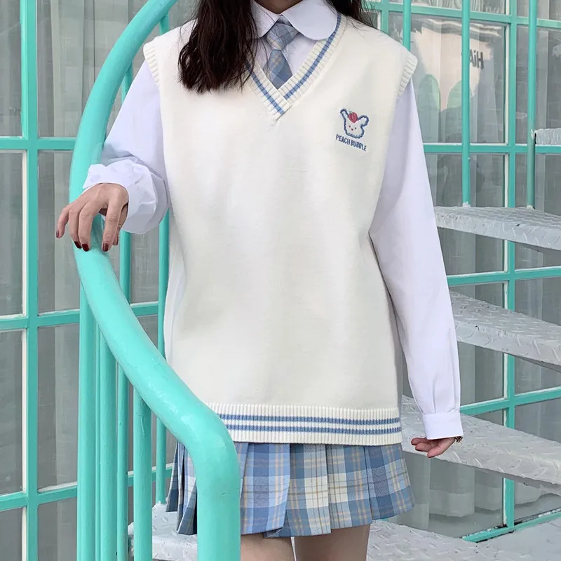 SHX осень-весна, японский мягкий жилет с вышивкой JK для девушек, студенческий Британский свитер, вязаный жилет, принцесса, Чайная Вечеринка
