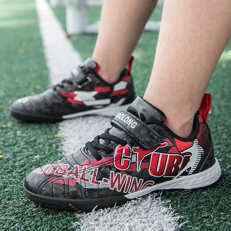 Spring New Children Soccer Shoes Boys Printing Graffiti Non-slip Outdoor Sports Competition Training Girls football Sneakers