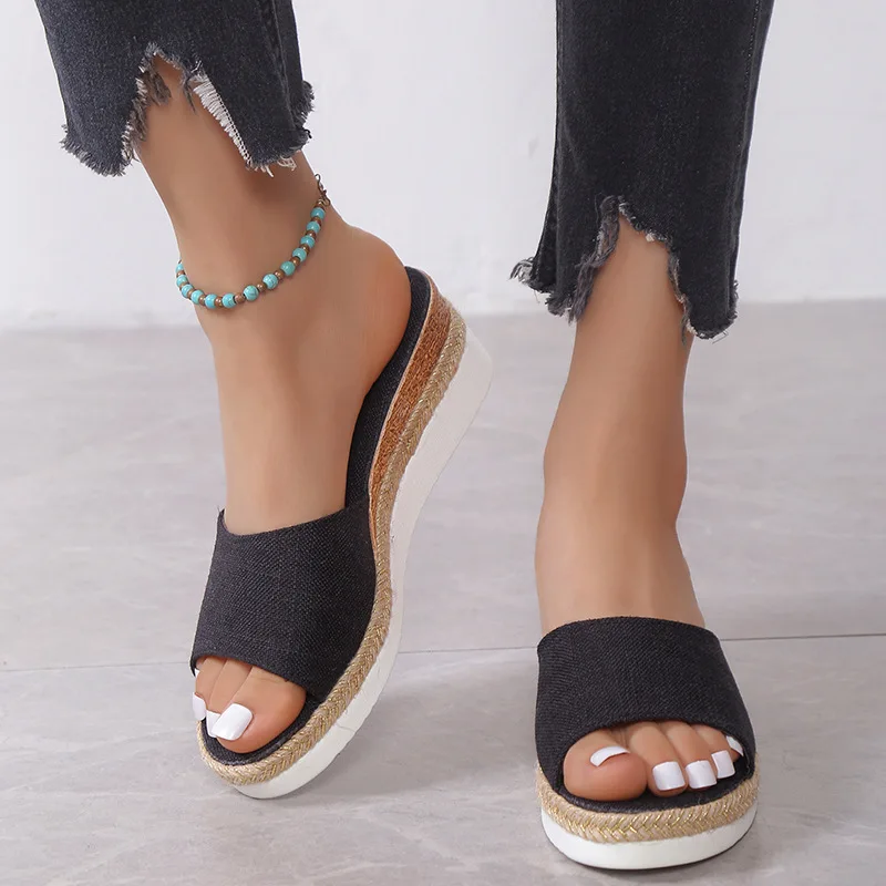 

Peep Toe Women Sandals Wedges Comfort Lightweight High Heels Wear-resistant Women Office Wedding Sandals 2023 Sandalias De Mujer
