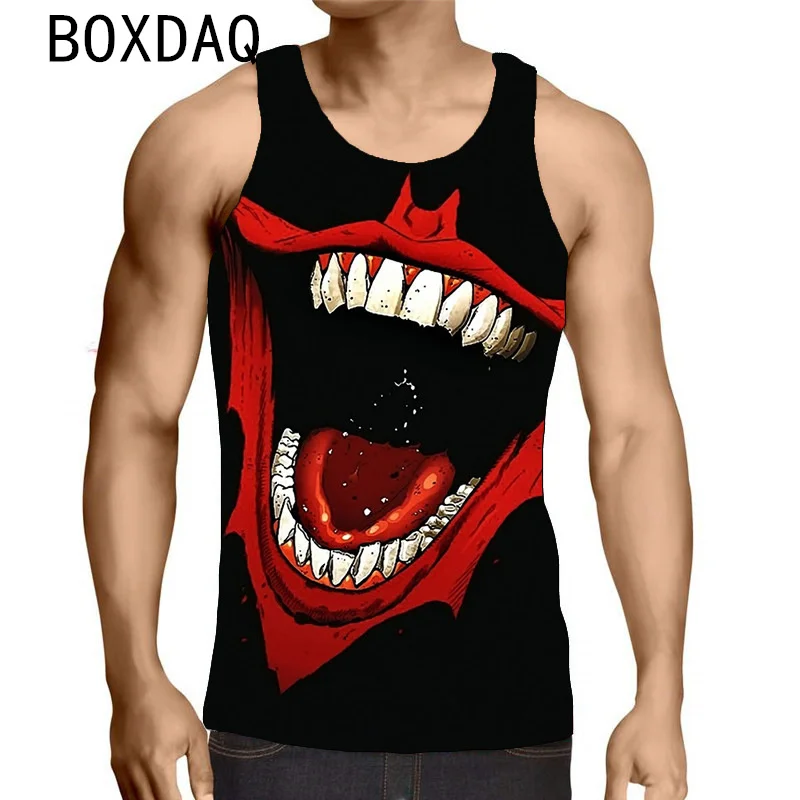 

2023 New Summer Men Tank 3D Funny Clown Print Tops Big Size 6XL Men's Harajuku Beach Tees Exaggerated Mask Pattern Vest