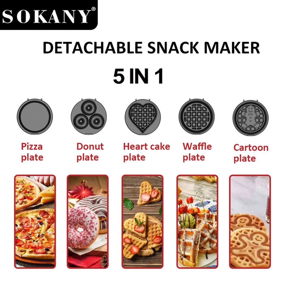 Мини-пончик для пиццы вафель 5 в 1 110 В