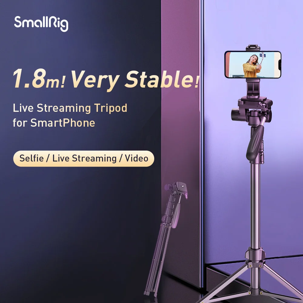 

SmallRig Lightweight Tripod Extendable Travel Stand Remote Control For DSLR Camera Smart Phone iPhone Go Pro Action Camera
