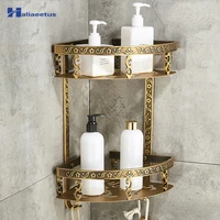 Bathroom Shelves Layer Antique Metal Shower Corner Shelf Wall Mount Shampoo Storage Shelf Triangle Towel Shelf