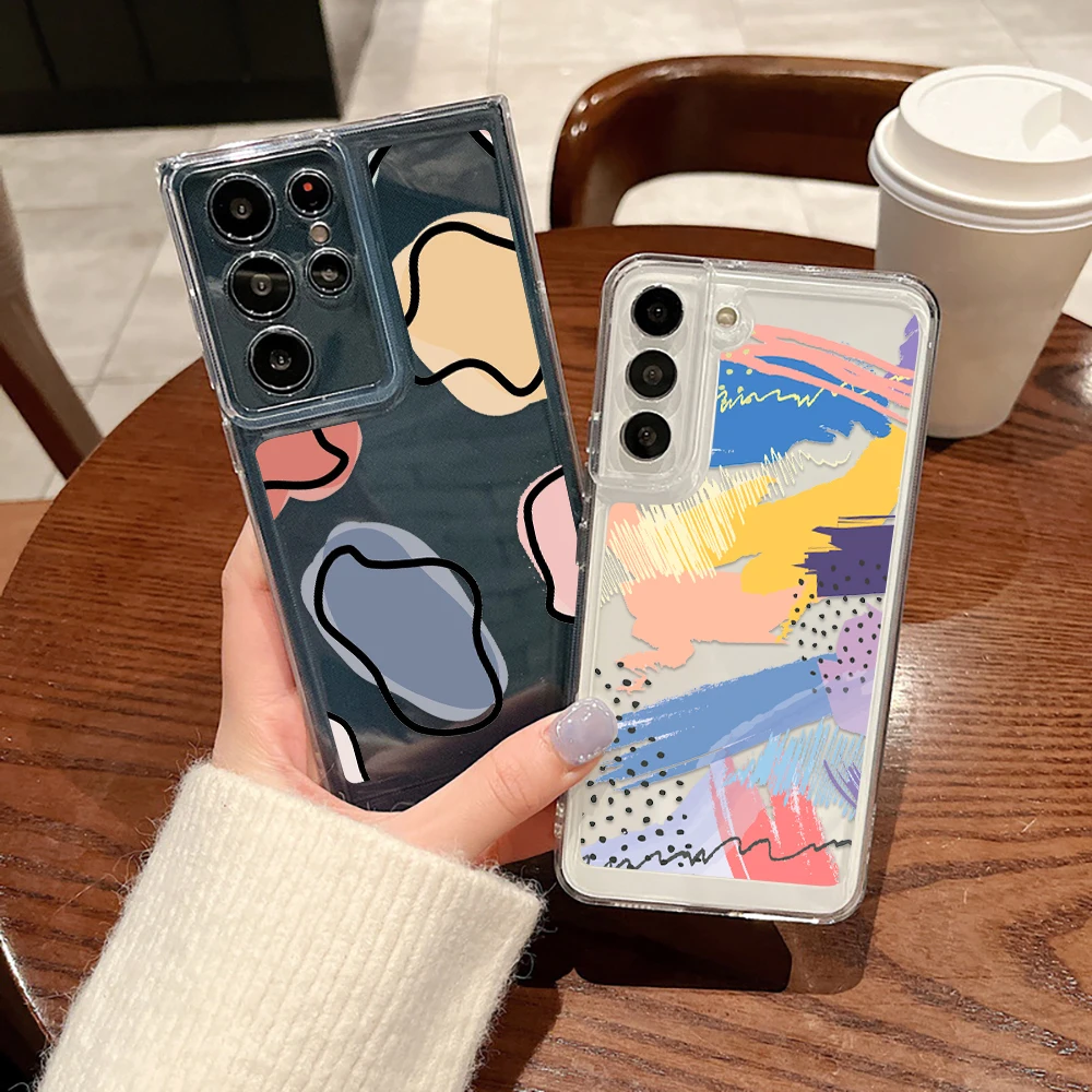 

Phone Case For Samsung Galaxy S23 Ultra S22 S22Ultra S21 Plus S20Ultra S20 FE Cases Transparent Soft Colorful Abstraction Cover