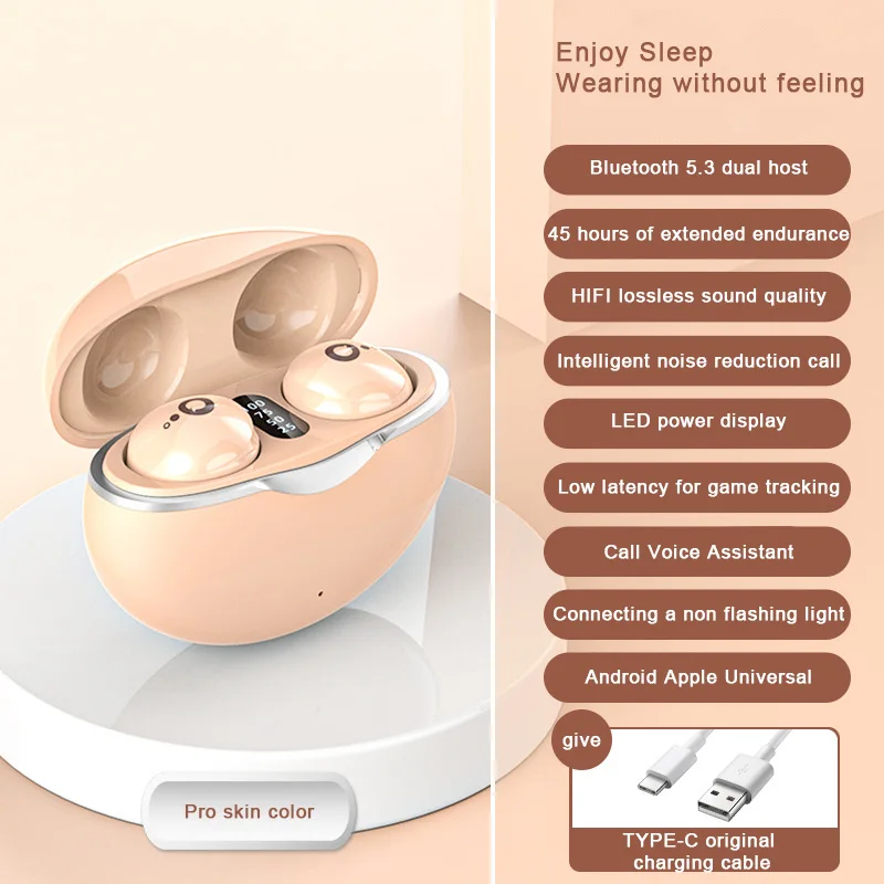

Mini Stealth Headset With Bluetooth 5.3 Smart Tactile Stealth Sleep Headset Smartphone Game Sports Headset