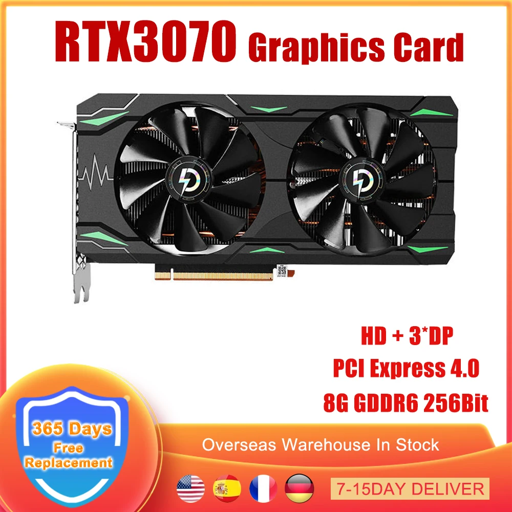 

RTX3070 Graphics Card 8G GDDR6 256Bit Gaming Video Card For NVIDIA GeForce RTX 3070 8 Gb PCIE4.0 DP HD Slot BTC ETH Mining Gpu