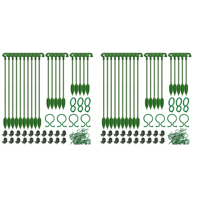 

120Pcs Plant Supports Set - 40 Pack Flower Plant Stakes Sticks (3 Sizes), 40 Plant Support Clips And 40 Orchid Clips