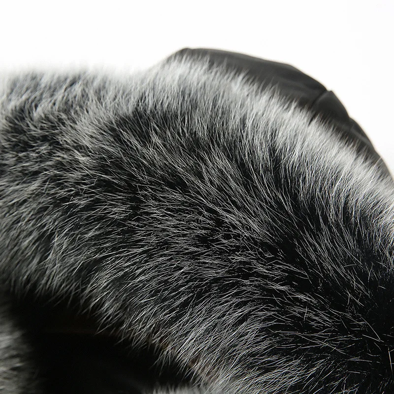 Winter Thick Coat Women's Warm Hooded Fox Fur Sheepskin Down Coat Female Medium Length Genuine Leather Coat Large Size 4XL