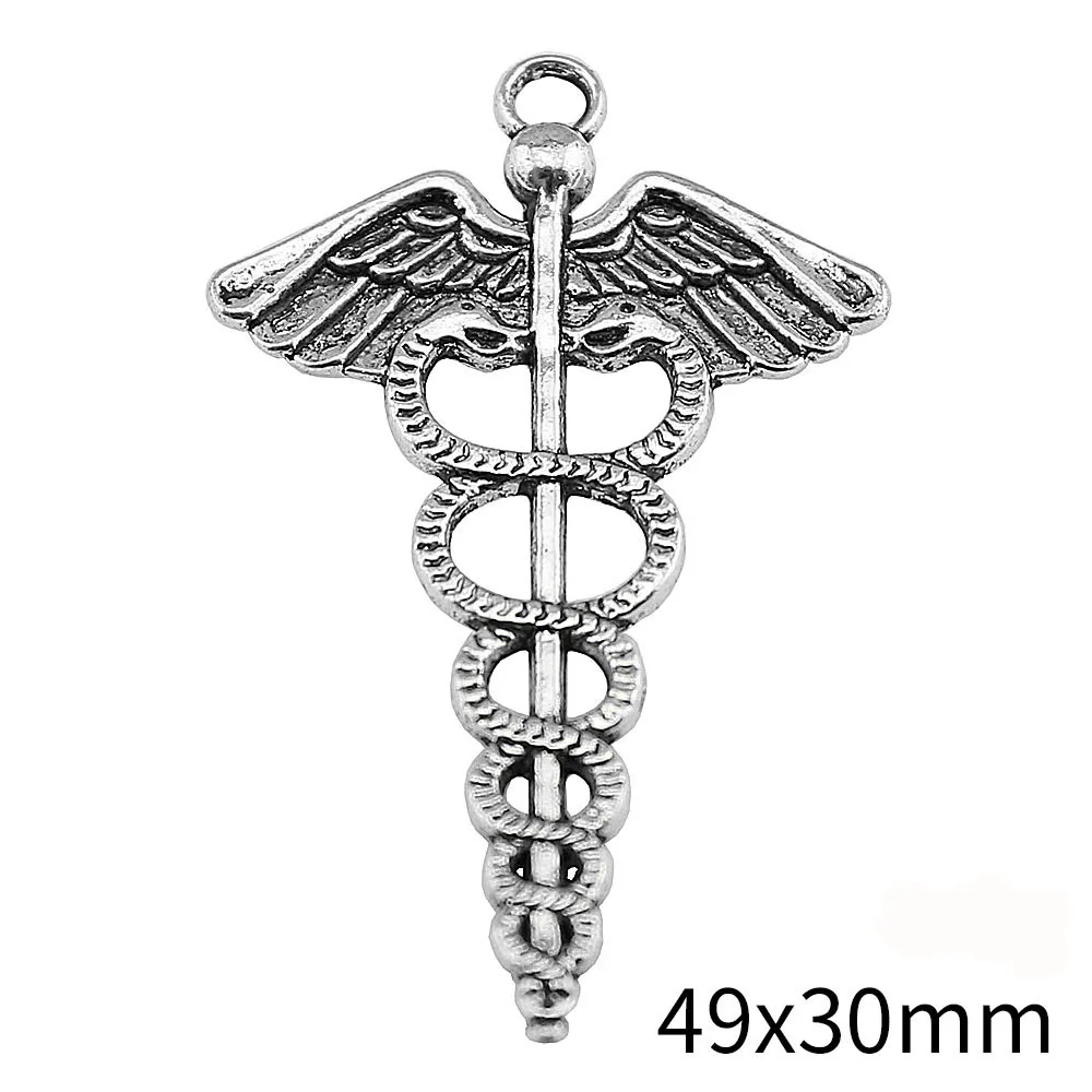 6Pcs 49x30mm Antique Silver Color Cane Medicine Charms Pendant Designer Charms Fit Jewelry Making DIY Jewelry Accessories