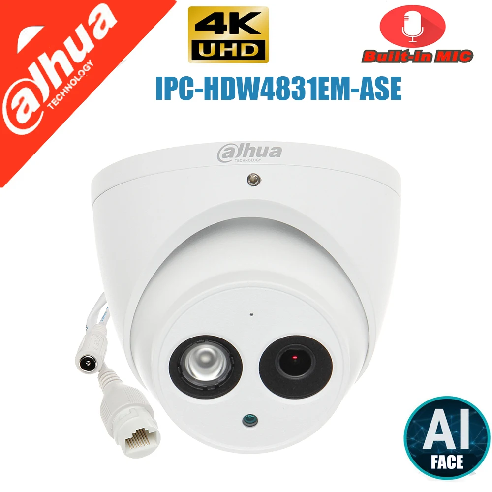 

Dahua, мультиязычная стандартная металлическая оболочка, H.265, встроенный микрофон, WDR, IR, 50 м, 8 Мп, аудио, IP-камера, стандартная