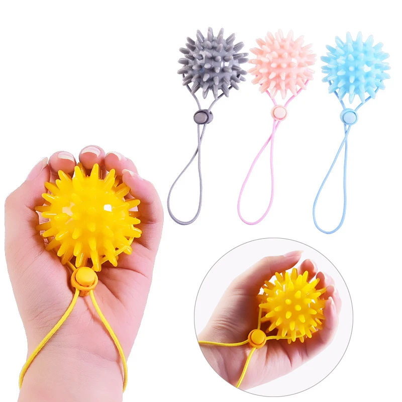 

Durable 5.5CM TPR Spiky Massage Grip Ball with Rope String Spike Massager Trigger Point Hand Pain Relief Hedgehog Balls