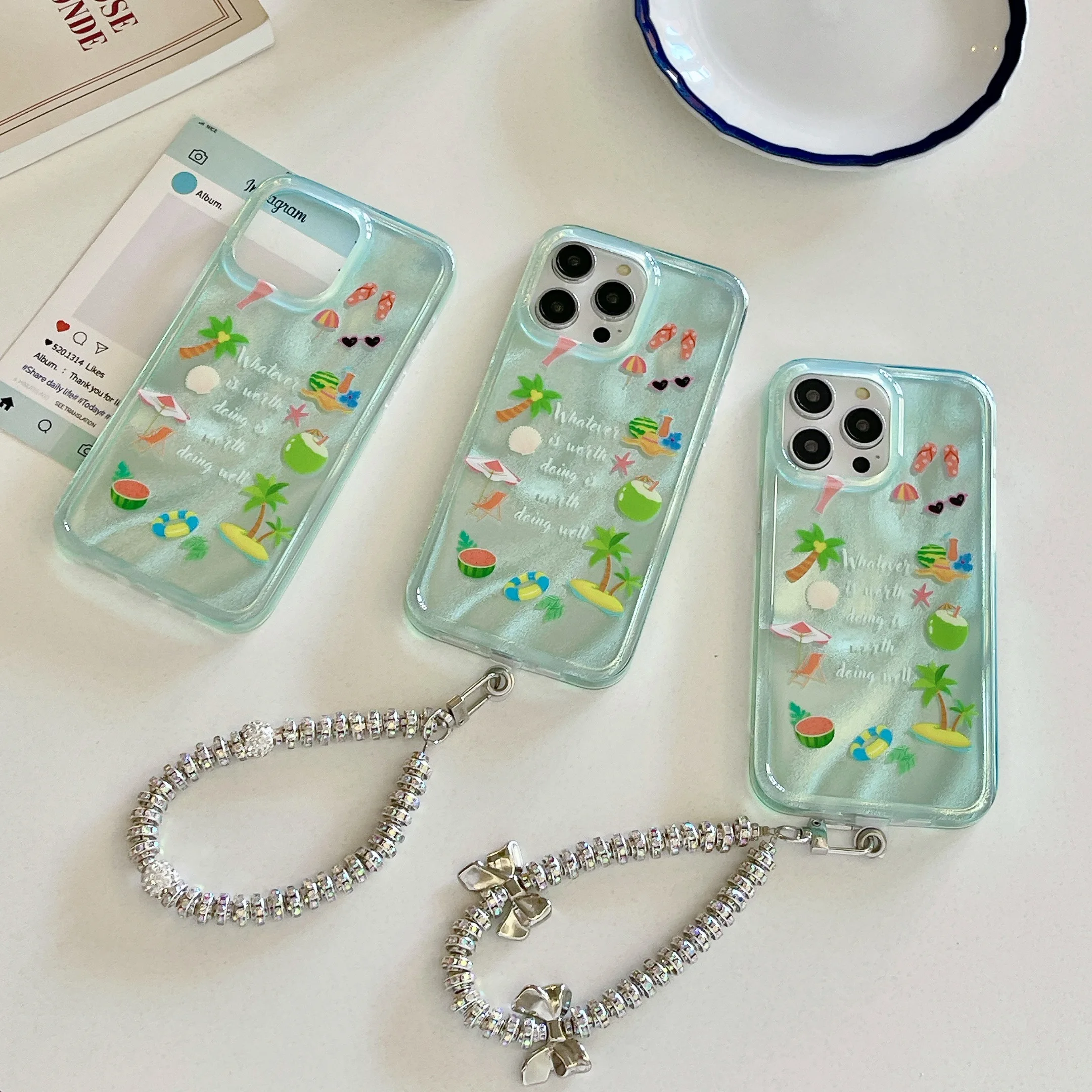 Модный зеленый чехол для телефона с рисунком оловянной фольги iPhone 15 15pro 15promax 14 14pro