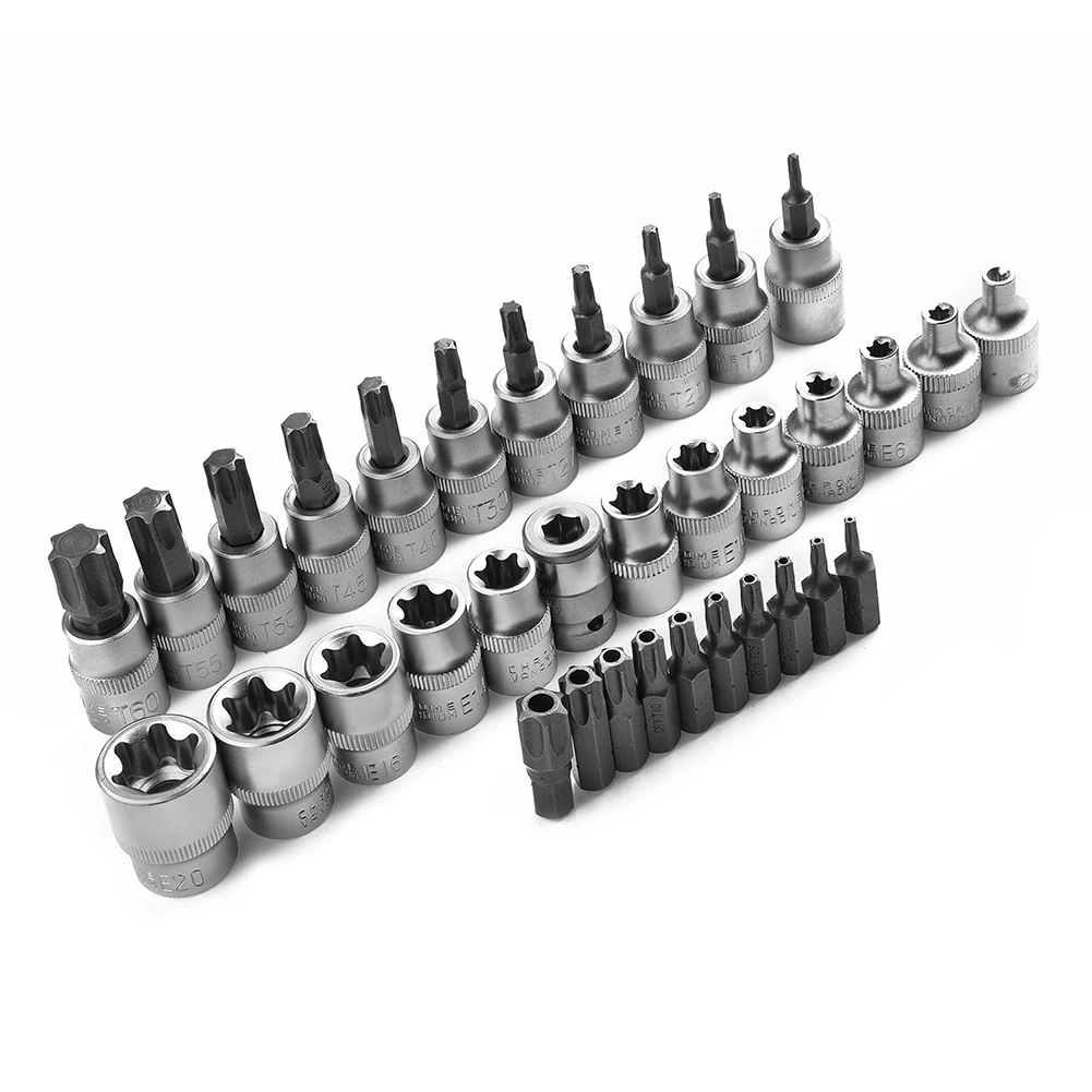 

34pcs Torx Star Sockets Bit Set Male/ Female E-Security Bits Torque Drive Tool Hex Socket Adapter For Electric Screwdriver