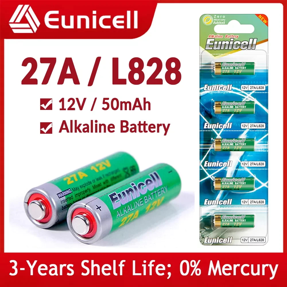 

Eunicell NEW 50mAh 12V L828 27A Alkaline Battery G27A MN27 MS27 GP27A A27 V27GA A27BP K27A VR27 for Doorbells Alarm Power Remote