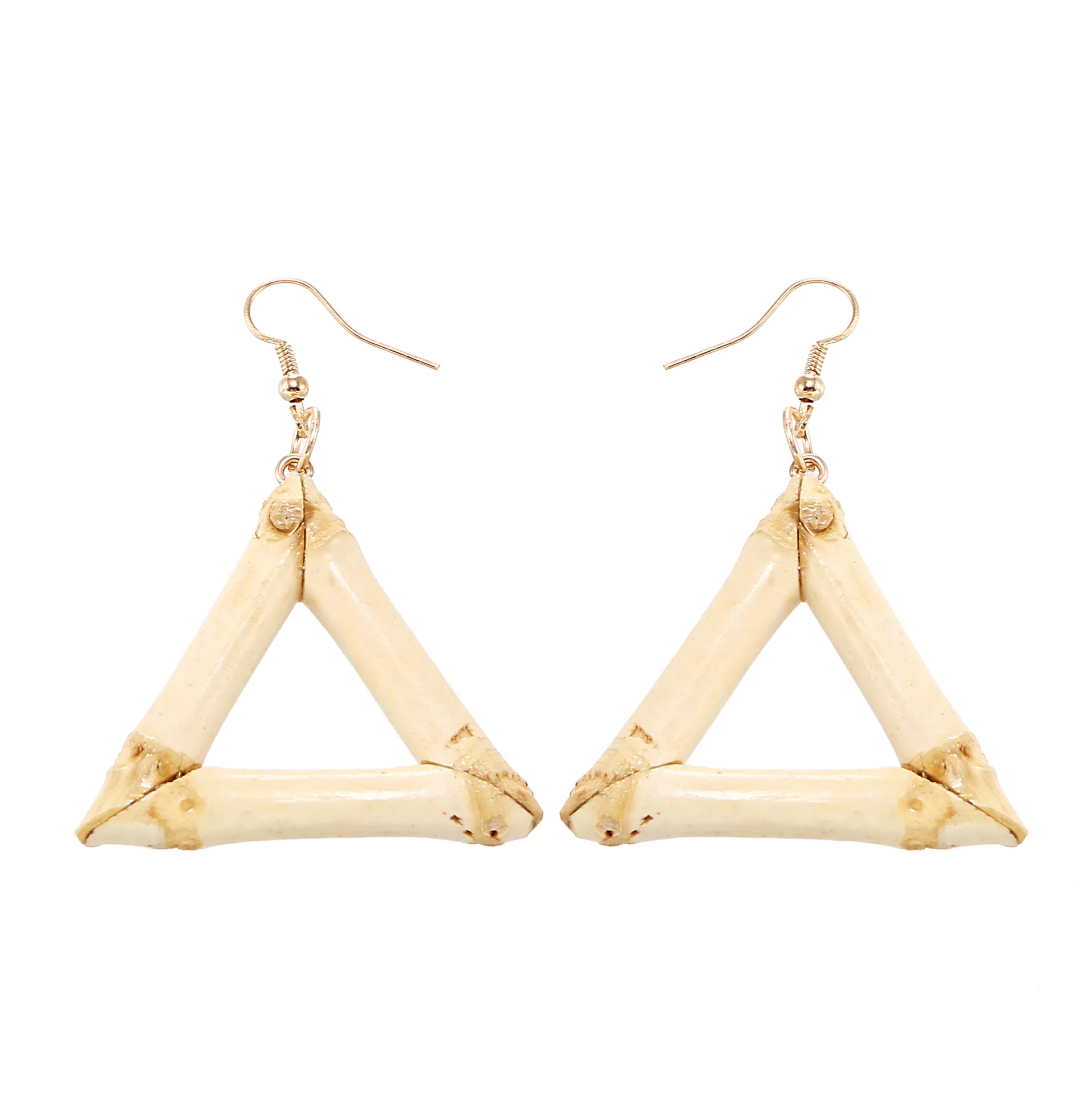 

Винтажные геометрические серьги-капельки из натурального бамбука, треугольные Подвески ручной работы, экологичные деревянные модные повс...