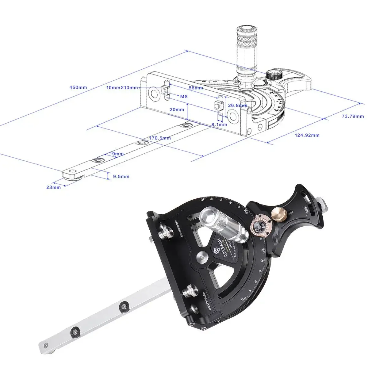 Для HONGDUI Φ точный угловой измеритель 0-70 градусов деревообрабатывающая