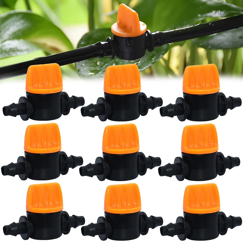 

10 Pcs Barbed Mini Valve Shut Off Coupling Connectors for 4/7mm Hose Greenhouse Garden Water Irrigation Pipe Adaptor