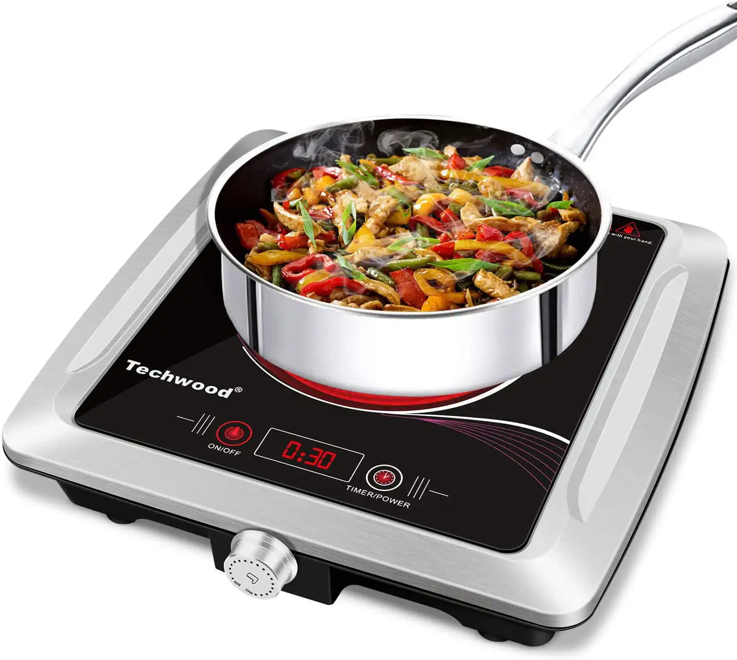 

Hot Plate Stove Single Burner Countertop Infrared Ceramic Cooktop, 1500W Portable Ceramic Glass & Stainless Steel