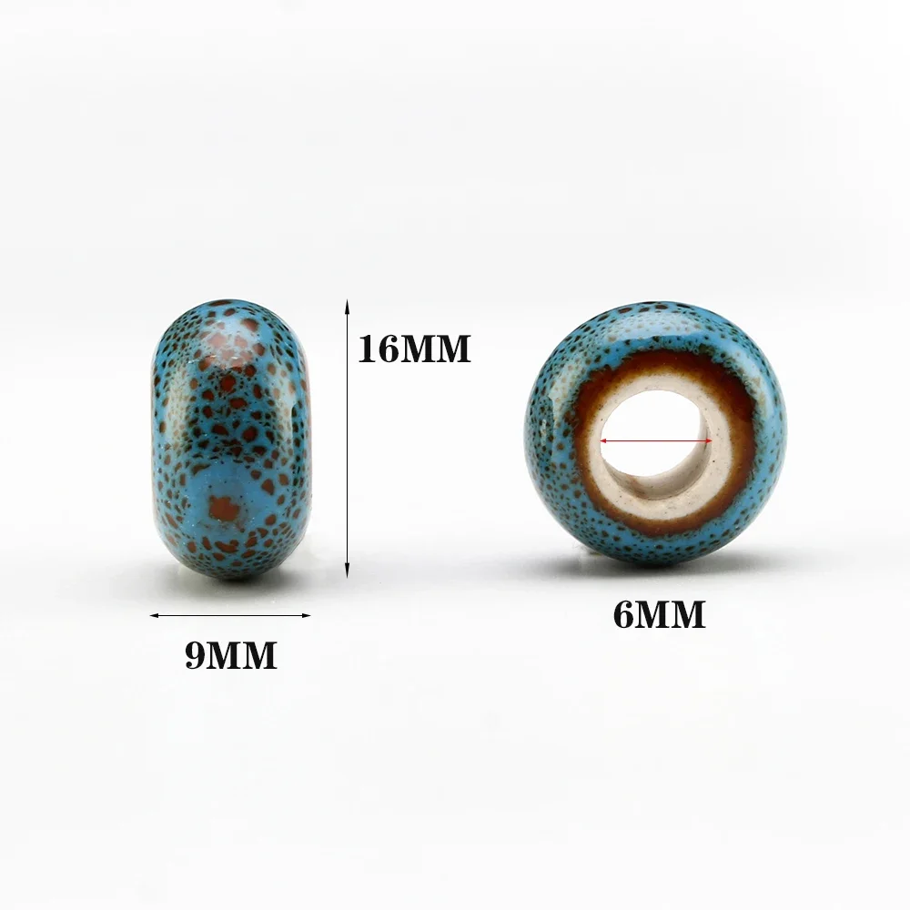 Керамические бусины с большим отверстием 15 мм цветок глазурованные для сделай