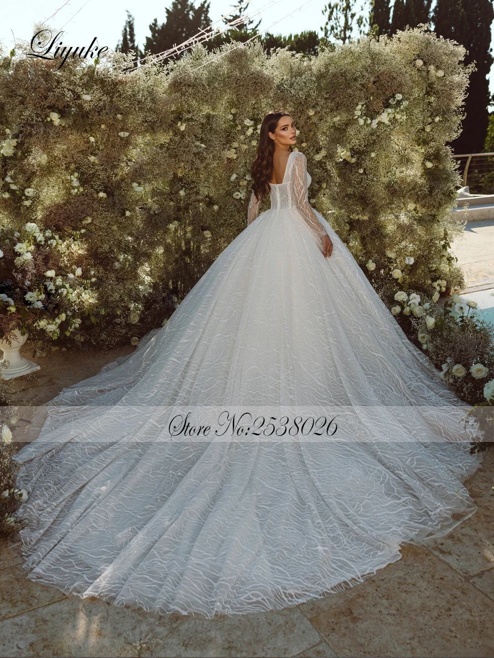 Liyuke Изящное милое бальное платье Свадебное Бисероплетение жемчуга Вышивка