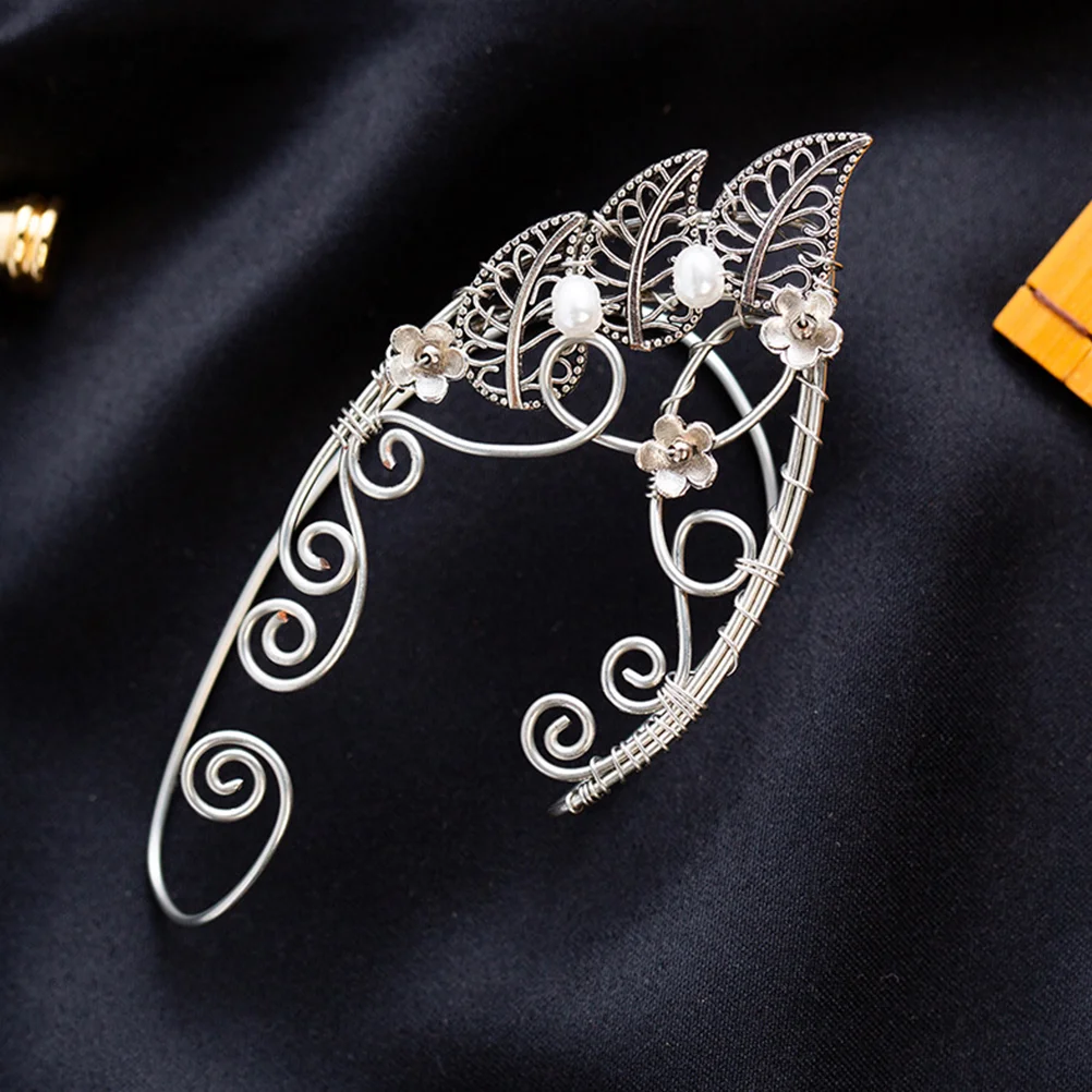 Жемчужные висячие серьги Серебряные манжеты Эльф и зажимы Темпераментные