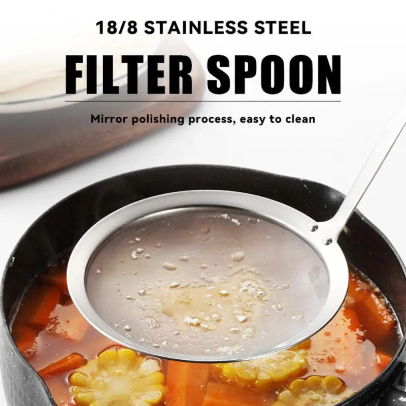 

8/10/12/14cm Oil Filter Spoon Household Stainless Steel Leakproof Straining Mesh Scoop Kitchen Cooking Gadget Accessories