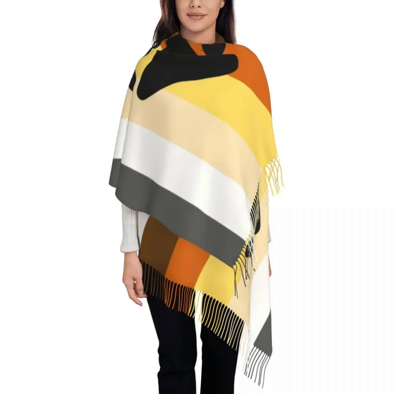

Bear Pride Flag Scarf Women Fashion Winter Wrap Shawl GLBT LGBT Gay Paw Tassel Wraps
