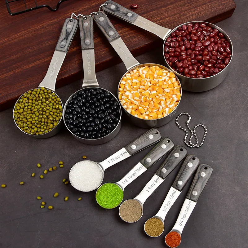 

9Pcs Stainless Steel Measuring Cups And Spoons Baking Tools Kitchen Measuring Spoon Coffee Powder Measure Scoop Kitchen Gadgets