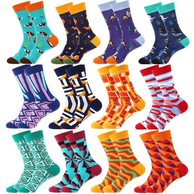 

Creative geometric animal panda medium tube pure cotton stockings for men and women